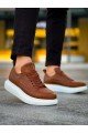 KN814 Erkek Günlük Bağcıklı Cilt Spor Sneaker Ayakkabı CBT - Taba