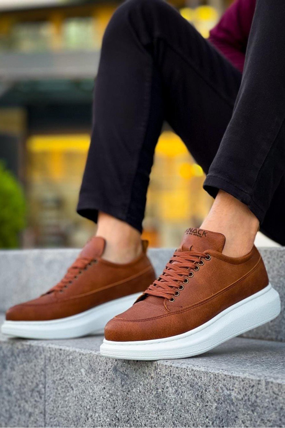 KN814 Erkek Günlük Bağcıklı Cilt Spor Sneaker Ayakkabı CBT - Taba – Knack Erkek Ayakkabı