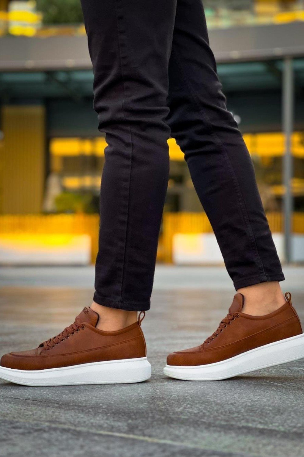 KN814 Erkek Günlük Bağcıklı Cilt Spor Sneaker Ayakkabı CBT - Taba – Knack Erkek Ayakkabı