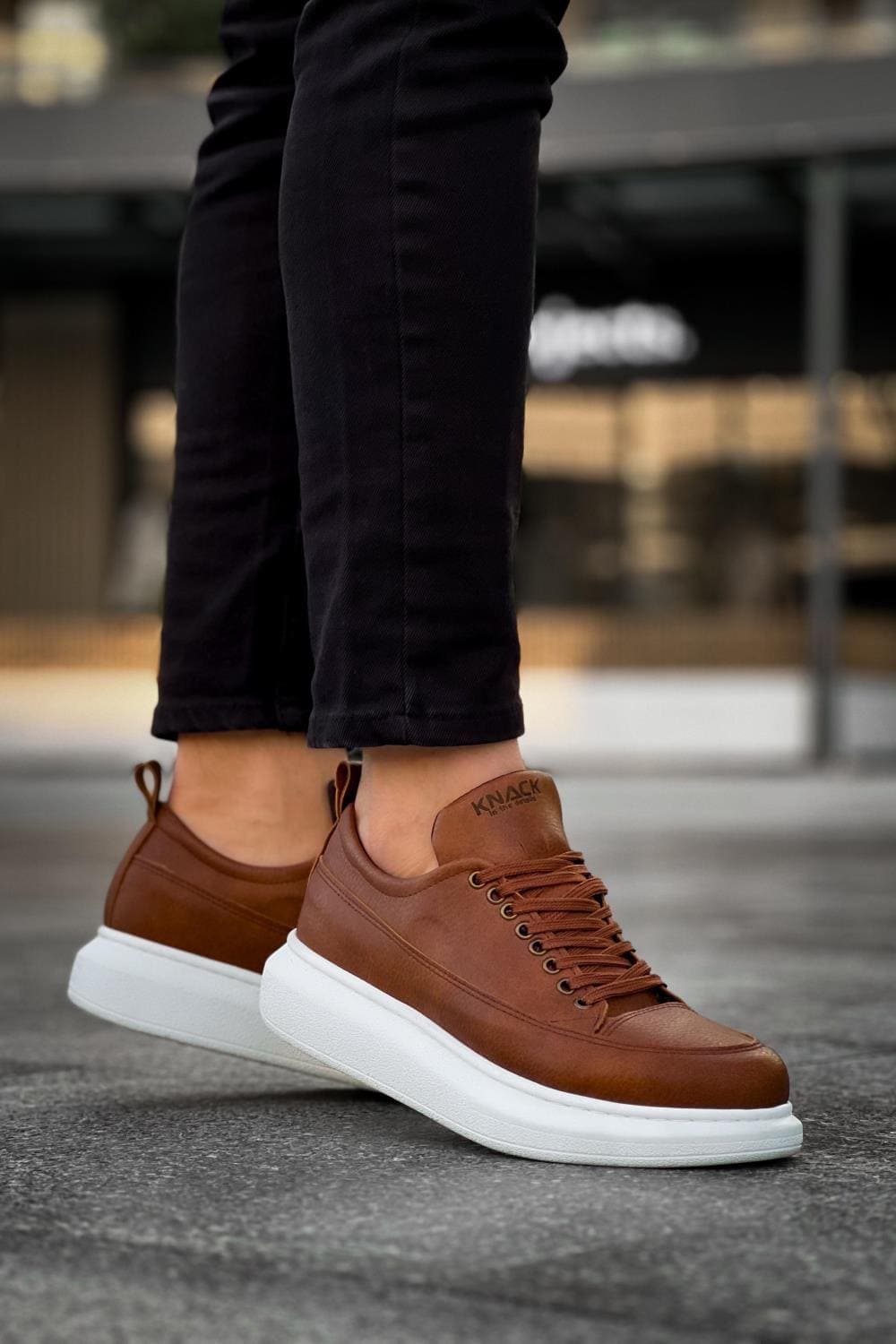 KN814 Erkek Günlük Bağcıklı Cilt Spor Sneaker Ayakkabı CBT - Taba – Knack Erkek Ayakkabı
