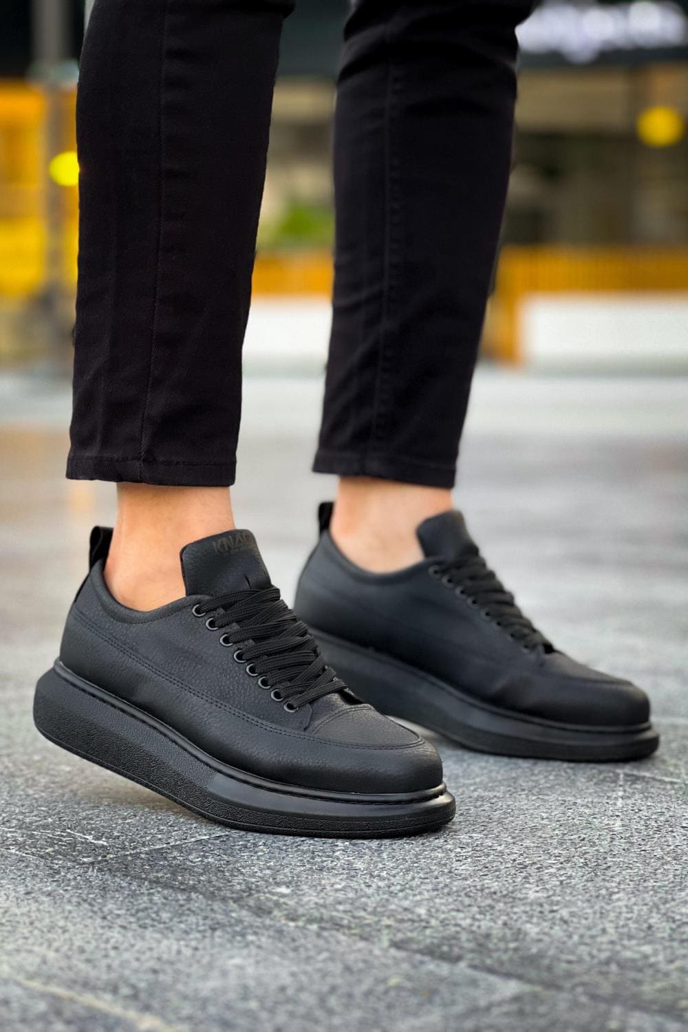 KN814 Erkek Günlük Bağcıklı Cilt Spor Sneaker Ayakkabı CST - Siyah Erkek Ayakkabı KN814 Erkek Günlük Bağcıklı Cilt Spor Sneaker Ayakkabı CST - Siyah – Knack Erkek Ayakkabı
