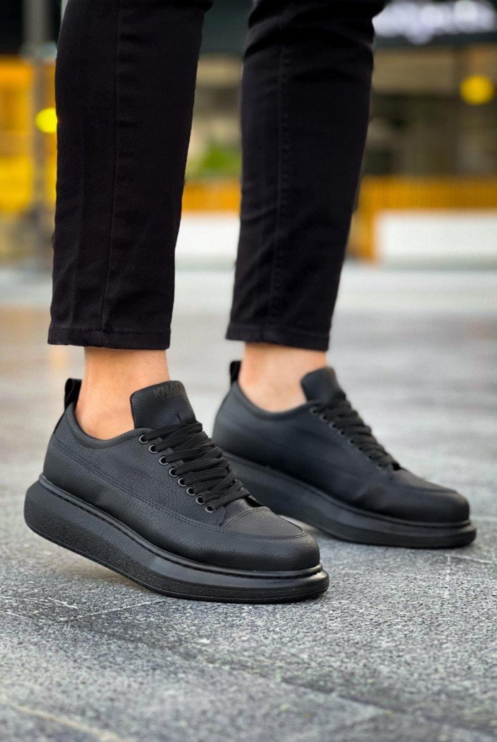 KN814 Erkek Günlük Bağcıklı Cilt Spor Sneaker Ayakkabı CST - Siyah KN814 Erkek Günlük Bağcıklı Cilt Spor Sneaker Ayakkabı CST - Siyah