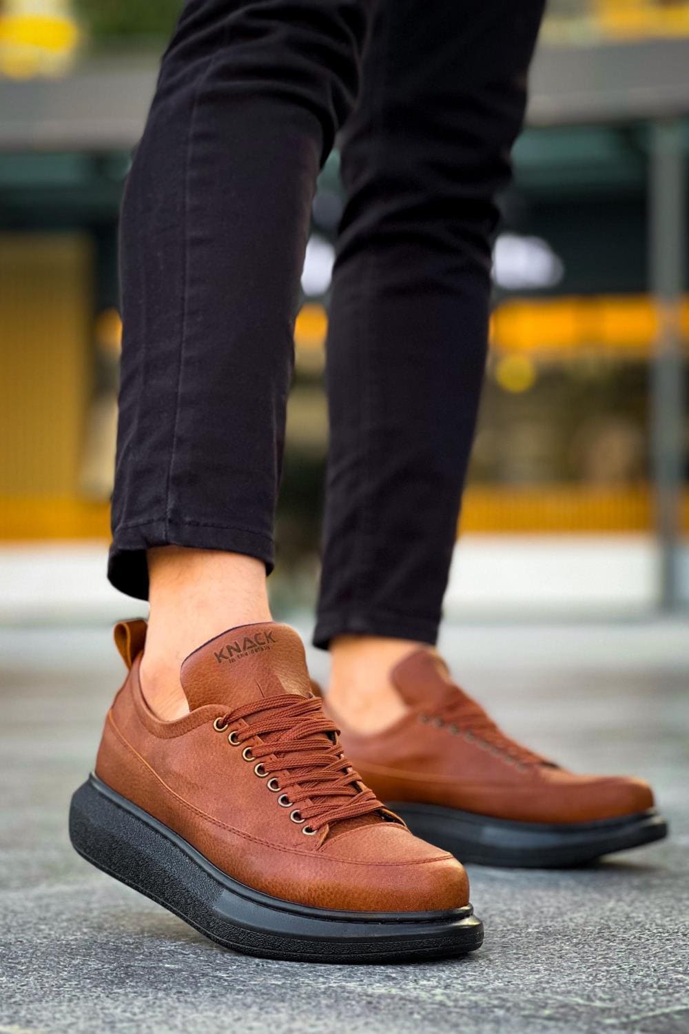 KN814 Erkek Günlük Bağcıklı Cilt Spor Sneaker Ayakkabı CST - Taba – Knack Erkek Ayakkabı