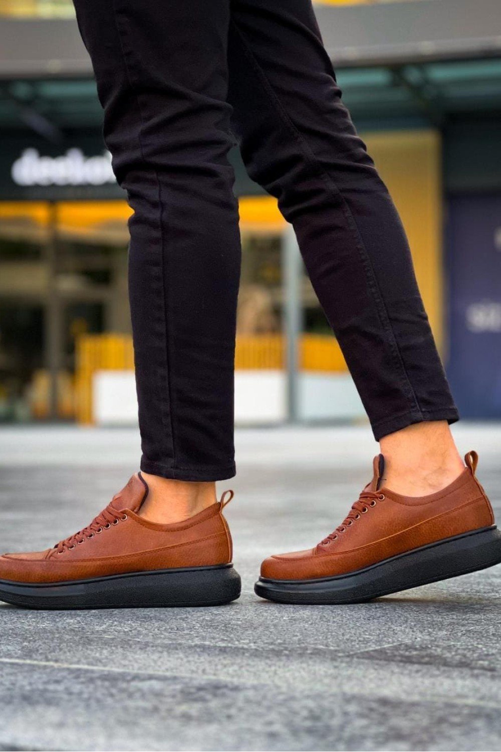 KN814 Erkek Günlük Bağcıklı Cilt Spor Sneaker Ayakkabı CST - Taba – Knack Erkek Ayakkabı