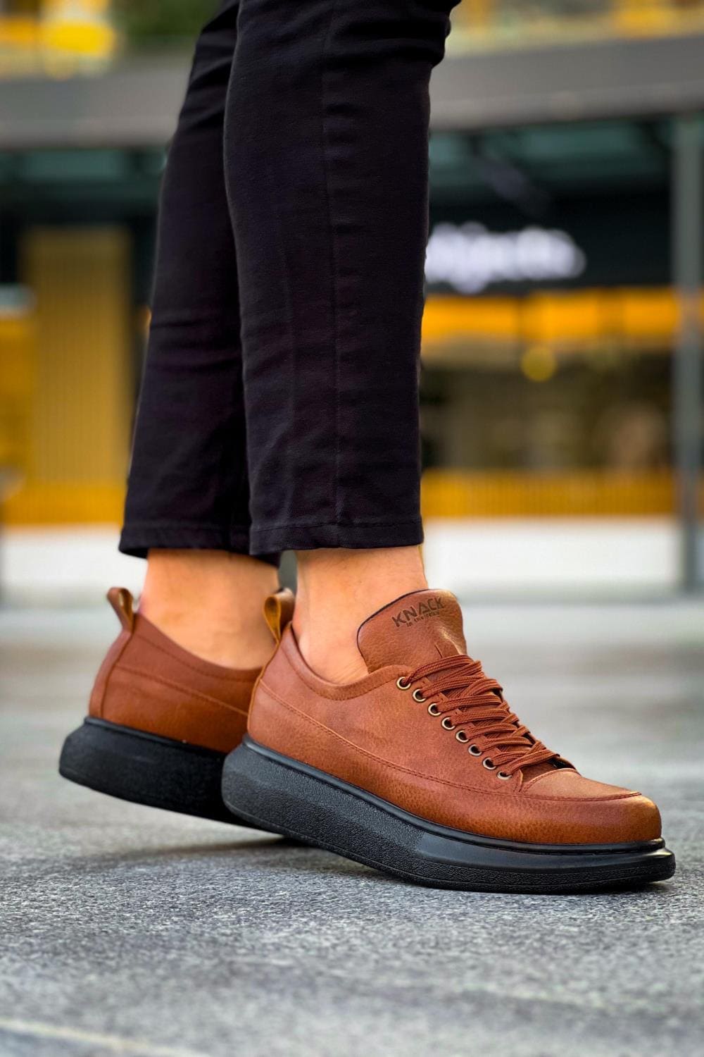 KN814 Erkek Günlük Bağcıklı Cilt Spor Sneaker Ayakkabı CST - Taba – Knack Erkek Ayakkabı