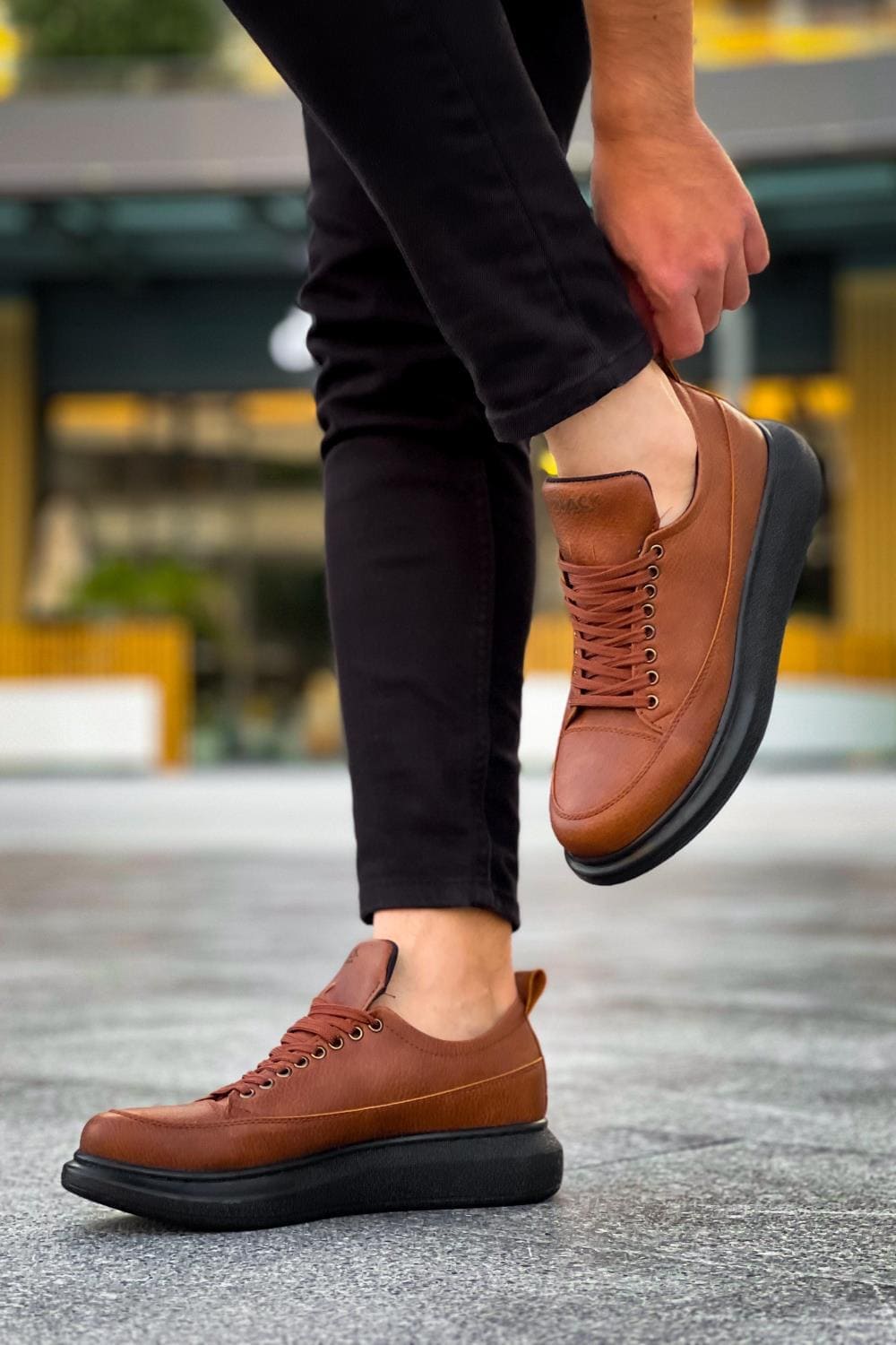 KN814 Erkek Günlük Bağcıklı Cilt Spor Sneaker Ayakkabı CST - Taba – Knack Erkek Ayakkabı