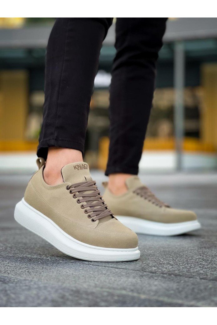 KN814 Erkek Günlük Bağcıklı Süet Spor Sneaker Ayakkabı SBT - Vizon