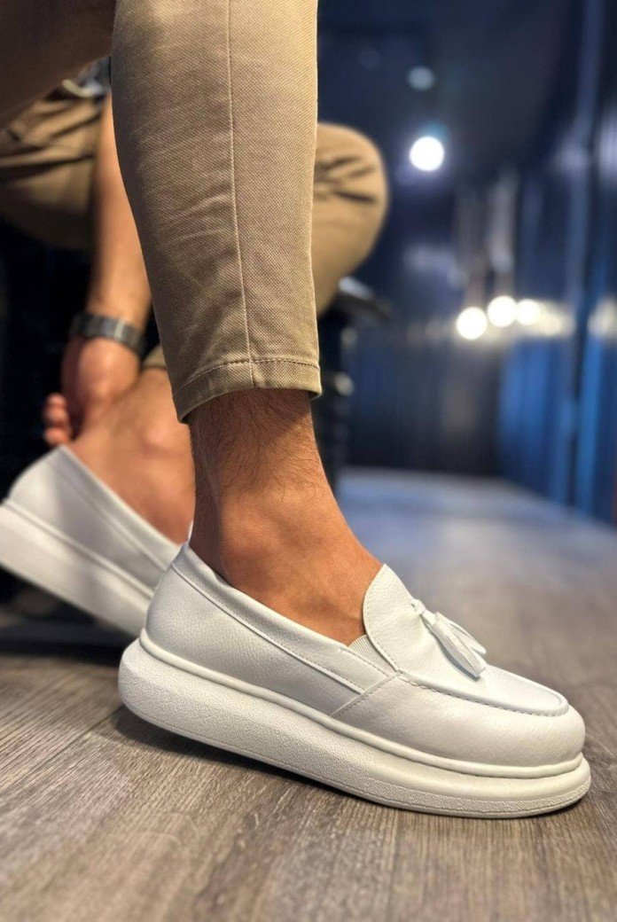 KN818 Erkek Günlük Bağcıksız Corcik Cilt Klasik Ayakkabı CBT - Beyaz KN818 Erkek Günlük Bağcıksız Corcik Cilt Klasik Ayakkabı CBT - Beyaz
