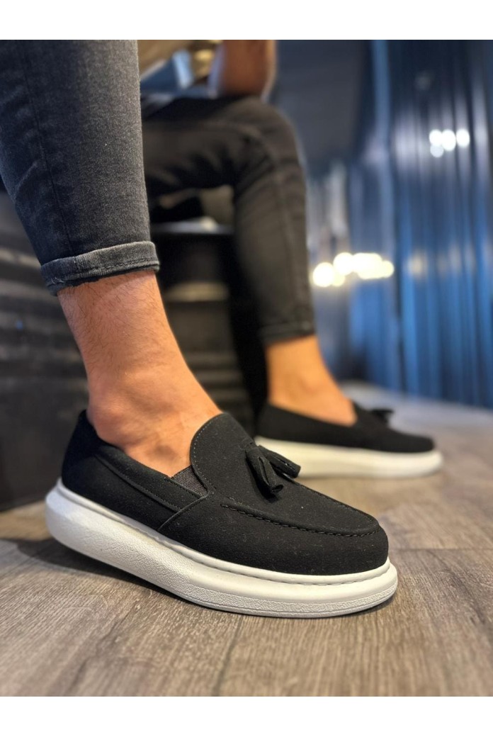 KN818 Erkek Günlük Bağcıksız Corcik Süet Klasik Ayakkabı CBT - Siyah