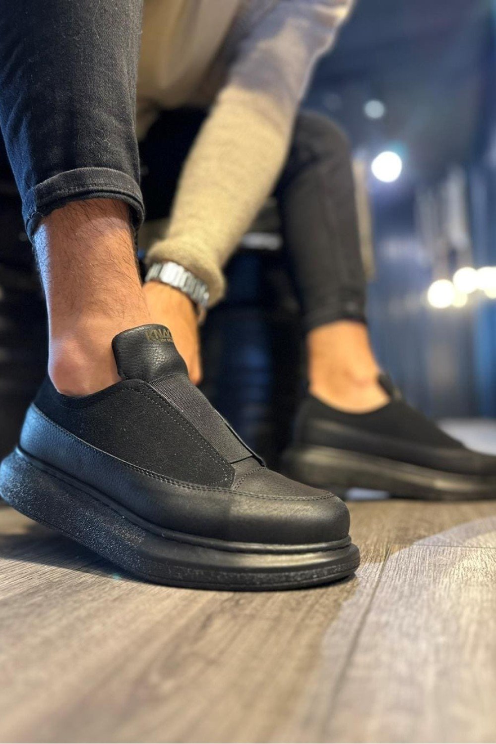 KN911 Erkek Günlük Bağcıksız Cilt Süet Spor Sneaker Ayakkabı CSST - Siyah Erkek Ayakkabı KN911 Erkek Günlük Bağcıksız Cilt Süet Spor Sneaker Ayakkabı CSST - Siyah – Knack Erkek Ayakkabı