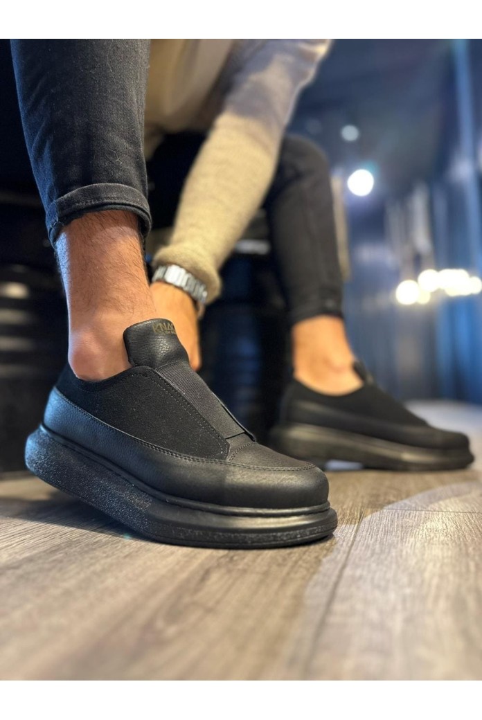 KN911 Erkek Günlük Bağcıksız Cilt Süet Spor Sneaker Ayakkabı CSST - Siyah