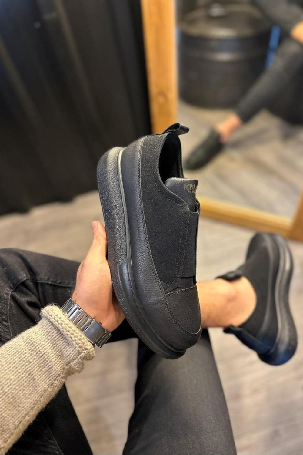 KN911 Erkek Günlük Bağcıksız Cilt Süet Spor Sneaker Ayakkabı CSST - Siyah Erkek Ayakkabı KN911 Erkek Günlük Bağcıksız Cilt Süet Spor Sneaker Ayakkabı CSST - Siyah – Knack Erkek Ayakkabı