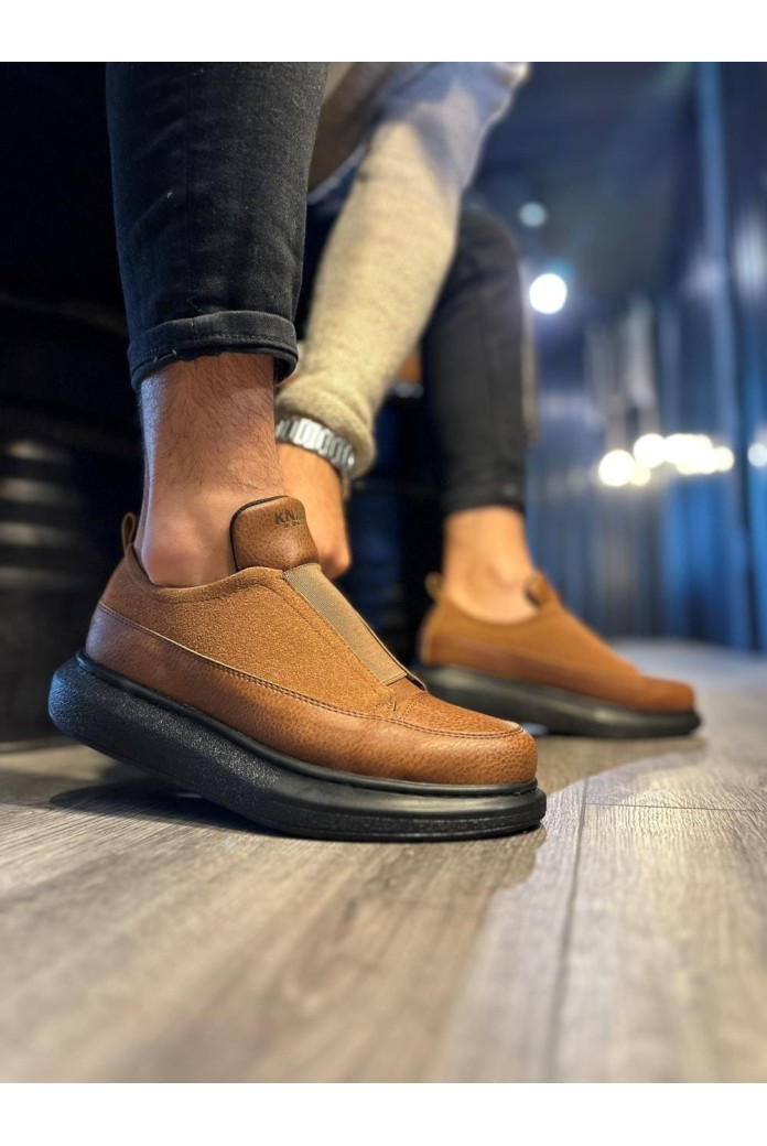 KN911 Erkek Günlük Bağcıksız Cilt Süet Spor Sneaker Ayakkabı CSST - Taba