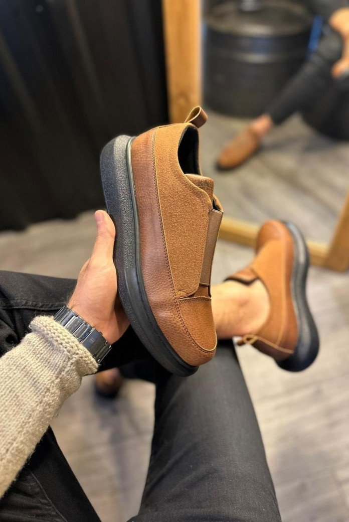 KN911 Erkek Günlük Bağcıksız Cilt Süet Spor Sneaker Ayakkabı CSST - Taba KN911 Erkek Günlük Bağcıksız Cilt Süet Spor Sneaker Ayakkabı CSST - Taba