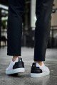 KB-BX1 Erkek Günlük Bağcıklı Cilt Spor Sneaker Ayakkabı CBT - Beyaz/Siyah – Kuback Erkek Ayakkabı