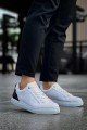KB-BX1 Erkek Günlük Bağcıklı Cilt Spor Sneaker Ayakkabı CBT - Beyaz/Siyah – Kuback Erkek Ayakkabı