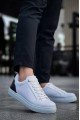 KB-BX1 Erkek Günlük Bağcıklı Cilt Spor Sneaker Ayakkabı CBT - Beyaz/Siyah