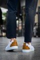KB-BX1 Erkek Günlük Bağcıklı Cilt Spor Sneaker Ayakkabı CBT - Beyaz/Taba – Kuback Erkek Ayakkabı