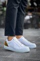 KB-BX1 Erkek Günlük Bağcıklı Cilt Spor Sneaker Ayakkabı CBT - Beyaz/Taba – Kuback Erkek Ayakkabı