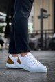 KB-BX1 Erkek Günlük Bağcıklı Cilt Spor Sneaker Ayakkabı CBT - Beyaz/Taba – Kuback Erkek Ayakkabı