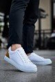 KB-BX1 Erkek Günlük Bağcıklı Cilt Spor Sneaker Ayakkabı CBT - Beyaz/Taba – Kuback Erkek Ayakkabı