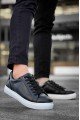 KB-BX1 Erkek Günlük Bağcıklı Cilt Spor Sneaker Ayakkabı CBT - Siyah