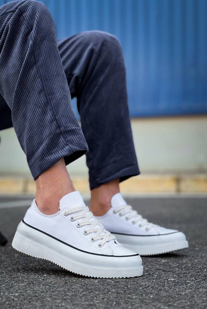 KB-CX3 Erkek Günlük Bağcıklı Keten Kısa Spor Sneaker Ayakkabı KBT - Beyaz KB-CX3 Erkek Günlük Bağcıklı Keten Kısa Spor Sneaker Ayakkabı KBT - Beyaz