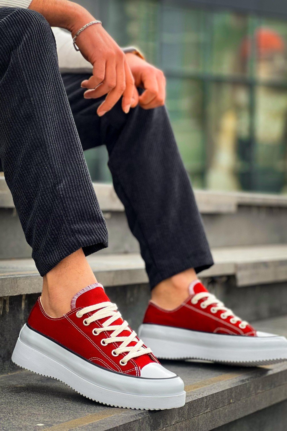 KB-CX3 Erkek Günlük Bağcıklı Keten Kısa Spor Sneaker Ayakkabı KBT - Bordo – Kuback Erkek Ayakkabı