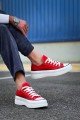 KB-CX3 Erkek Günlük Bağcıklı Keten Kısa Spor Sneaker Ayakkabı KBT - Kırmızı – Kuback Erkek Ayakkabı