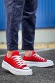 KB-CX3 Erkek Günlük Bağcıklı Keten Kısa Spor Sneaker Ayakkabı KBT - Kırmızı – Kuback Erkek Ayakkabı