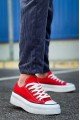 KB-CX3 Erkek Günlük Bağcıklı Keten Kısa Spor Sneaker Ayakkabı KBT - Kırmızı