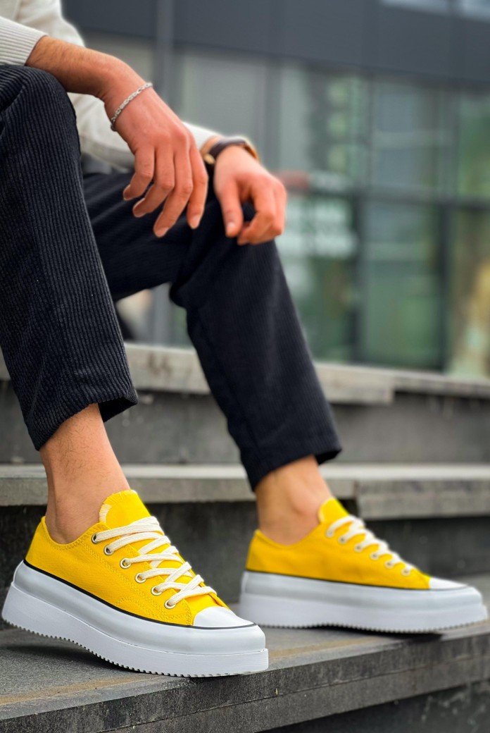 KB-CX3 Erkek Günlük Bağcıklı Keten Kısa Spor Sneaker Ayakkabı KBT - Sarı KB-CX3 Erkek Günlük Bağcıklı Keten Kısa Spor Sneaker Ayakkabı KBT - Sarı