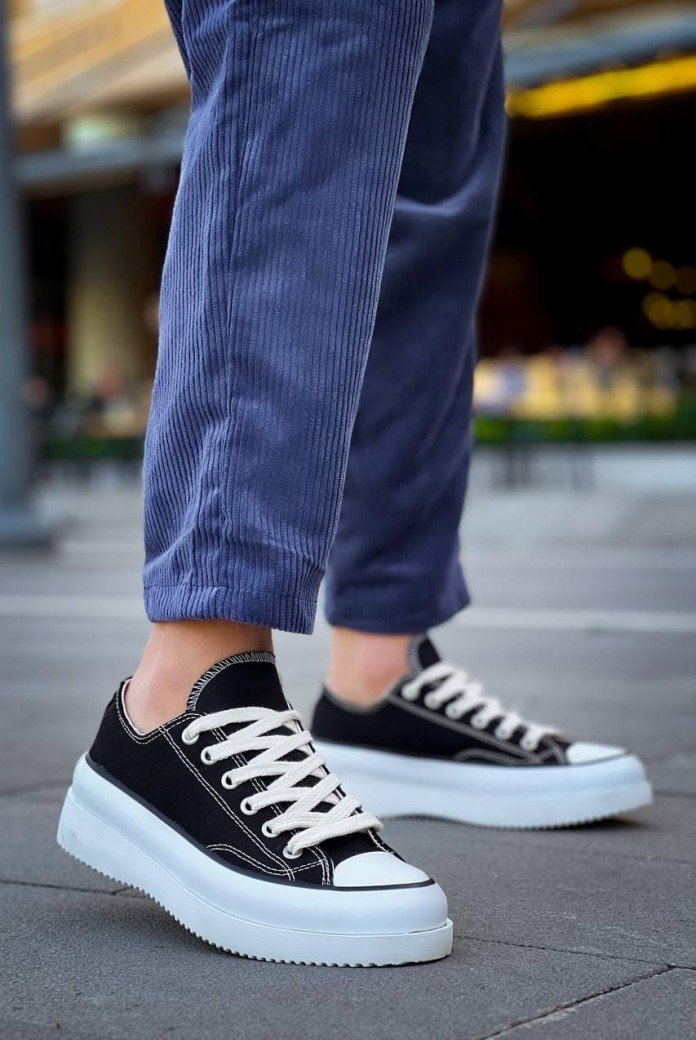 KB-CX3 Erkek Günlük Bağcıklı Keten Kısa Spor Sneaker Ayakkabı KBT - Siyah KB-CX3 Erkek Günlük Bağcıklı Keten Kısa Spor Sneaker Ayakkabı KBT - Siyah