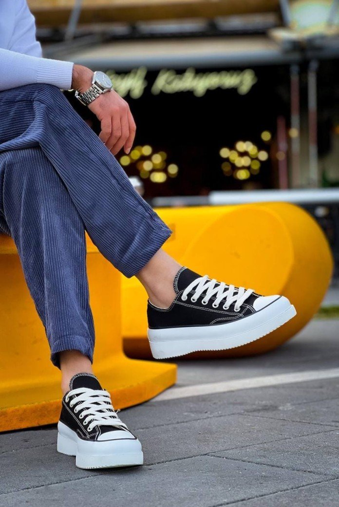 KB-CX3 Erkek Günlük Bağcıklı Keten Kısa Spor Sneaker Ayakkabı KBT - Siyah KB-CX3 Erkek Günlük Bağcıklı Keten Kısa Spor Sneaker Ayakkabı KBT - Siyah