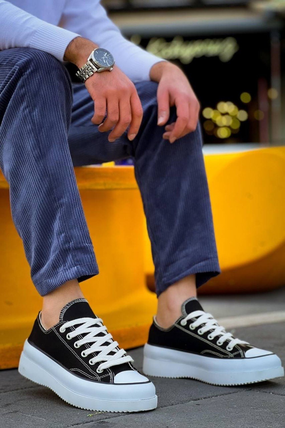 KB-CX3 Erkek Günlük Bağcıklı Keten Kısa Spor Sneaker Ayakkabı KBT - Siyah – Kuback Erkek Ayakkabı