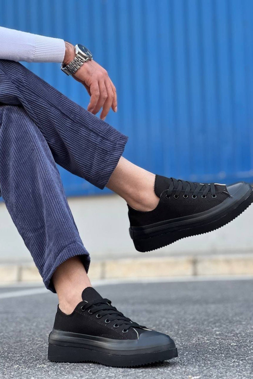 KB-CX3 Erkek Günlük Bağcıklı Keten Kısa Spor Sneaker Ayakkabı KST - Siyah – Kuback Erkek Ayakkabı