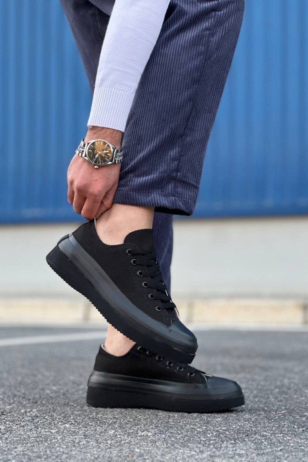 KB-CX3 Erkek Günlük Bağcıklı Keten Kısa Spor Sneaker Ayakkabı KST - Siyah – Kuback Erkek Ayakkabı