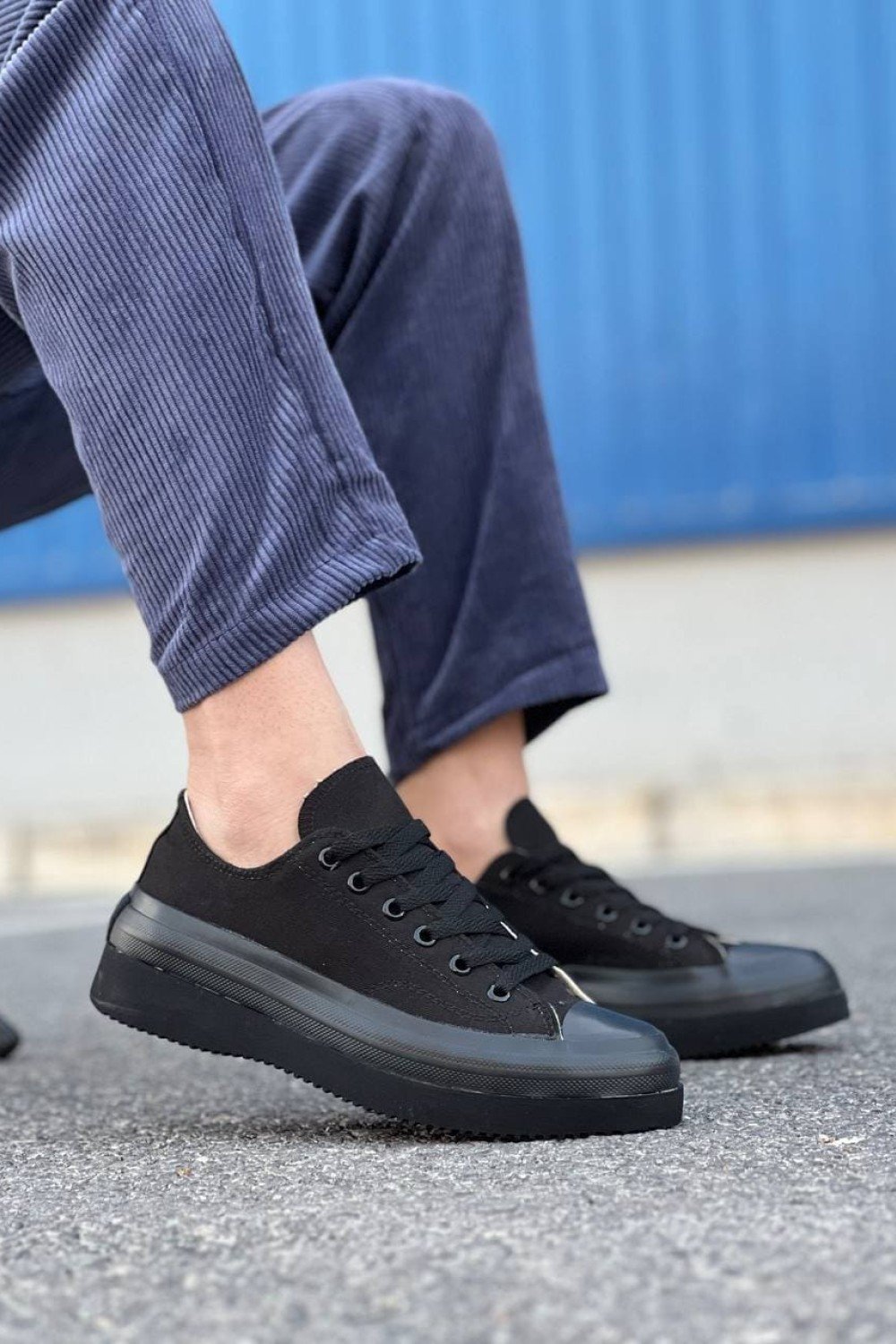 KB-CX3 Erkek Günlük Bağcıklı Keten Kısa Spor Sneaker Ayakkabı KST - Siyah – Kuback Erkek Ayakkabı