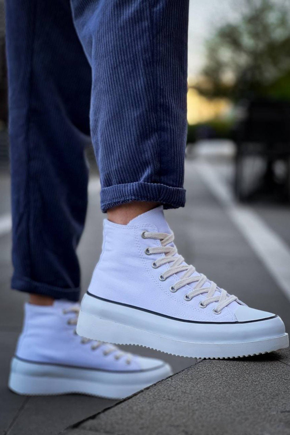 KB-CX3 Erkek Günlük Bağcıklı Keten Uzun Spor Sneaker Ayakkabı KBT - Beyaz – Kuback Erkek Ayakkabı