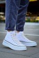 KB-CX3 Erkek Günlük Bağcıklı Keten Uzun Spor Sneaker Ayakkabı KBT - Beyaz – Kuback Erkek Ayakkabı