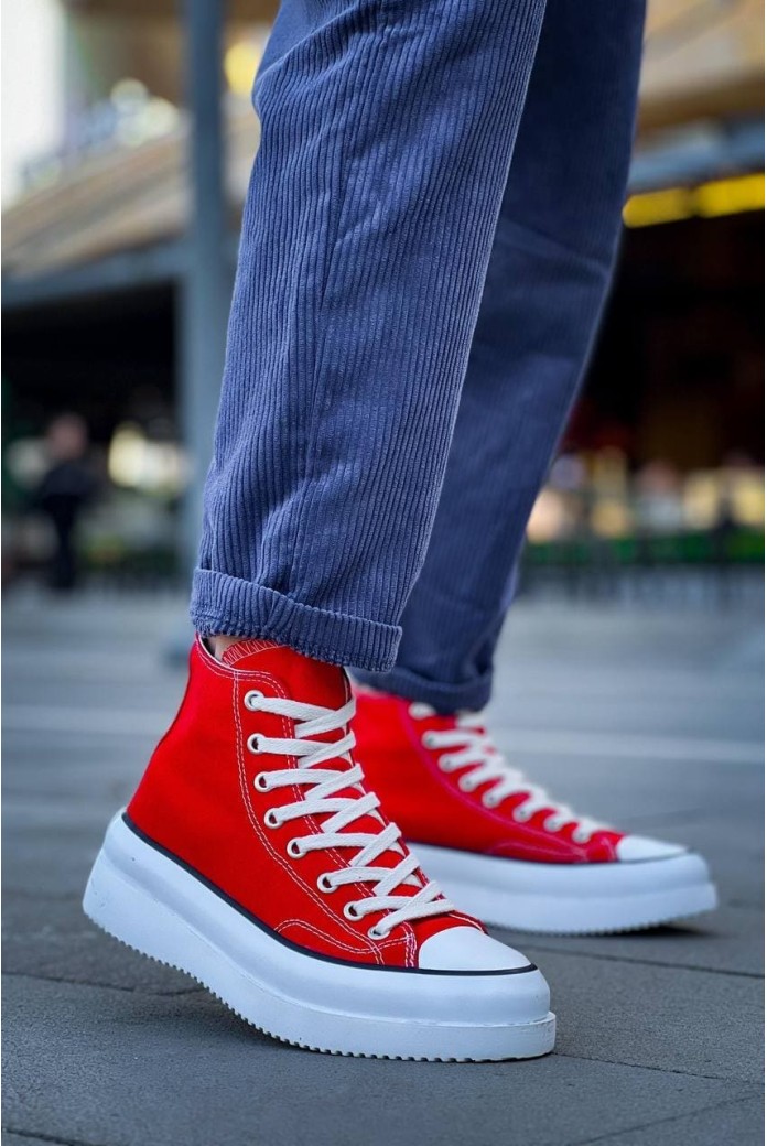 KB-CX3 Erkek Günlük Bağcıklı Keten Uzun Spor Sneaker Ayakkabı KBT - Kırmızı KB-CX3 Erkek Günlük Bağcıklı Keten Uzun Spor Sneaker Ayakkabı KBT - Kırmızı