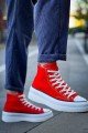 KB-CX3 Erkek Günlük Bağcıklı Keten Uzun Spor Sneaker Ayakkabı KBT - Kırmızı – Kuback Erkek Ayakkabı