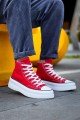 KB-CX3 Erkek Günlük Bağcıklı Keten Uzun Spor Sneaker Ayakkabı KBT - Kırmızı – Kuback Erkek Ayakkabı
