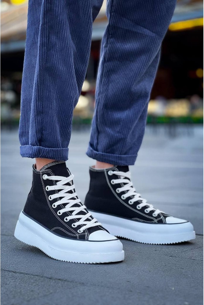 KB-CX3 Erkek Günlük Bağcıklı Keten Uzun Spor Sneaker Ayakkabı KBT - Siyah KB-CX3 Erkek Günlük Bağcıklı Keten Uzun Spor Sneaker Ayakkabı KBT - Siyah