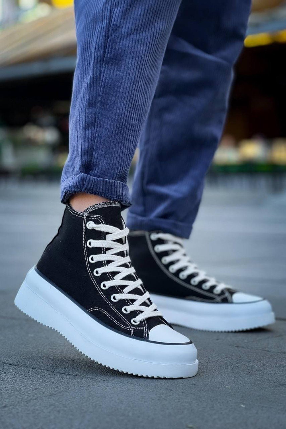 KB-CX3 Erkek Günlük Bağcıklı Keten Uzun Spor Sneaker Ayakkabı KBT - Siyah – Kuback Erkek Ayakkabı