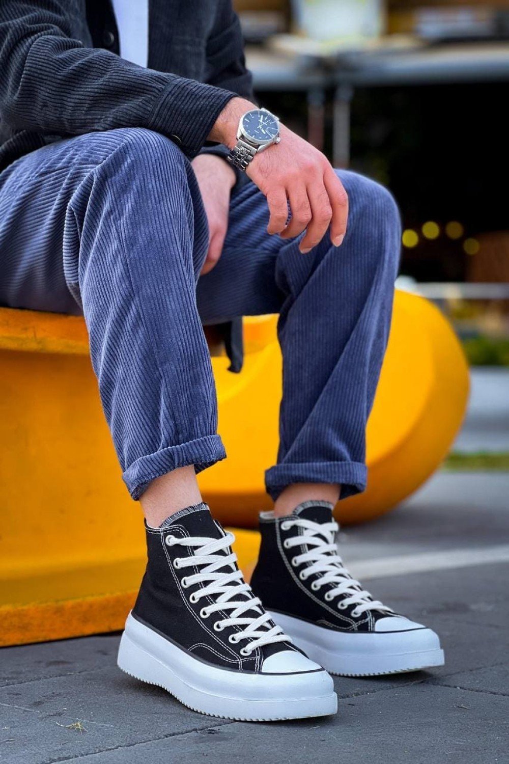 KB-CX3 Erkek Günlük Bağcıklı Keten Uzun Spor Sneaker Ayakkabı KBT - Siyah – Kuback Erkek Ayakkabı