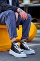KB-CX3 Erkek Günlük Bağcıklı Keten Uzun Spor Sneaker Ayakkabı KBT - Siyah – Kuback Erkek Ayakkabı