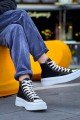 KB-CX3 Erkek Günlük Bağcıklı Keten Uzun Spor Sneaker Ayakkabı KBT - Siyah – Kuback Erkek Ayakkabı