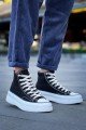 KB-CX3 Erkek Günlük Bağcıklı Keten Uzun Spor Sneaker Ayakkabı KBT - Siyah – Kuback Erkek Ayakkabı