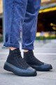 KB-CX3 Erkek Günlük Bağcıklı Keten Uzun Spor Sneaker Ayakkabı KST - Siyah – Kuback Erkek Ayakkabı